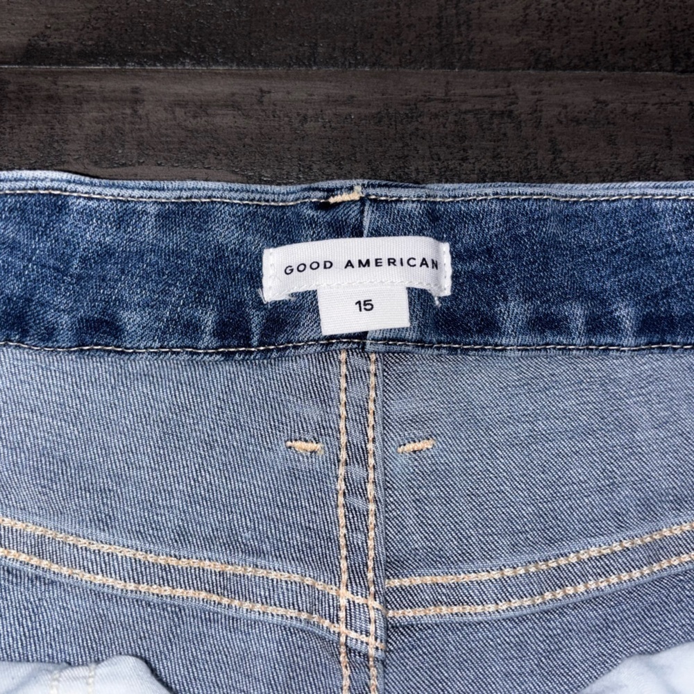 Good American Good Waist Jeans Size 15 Chew Hem Ankle Skinny GWCCH075T Distres‌‌ - Picture 6 of 12